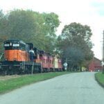 Wide shot of train